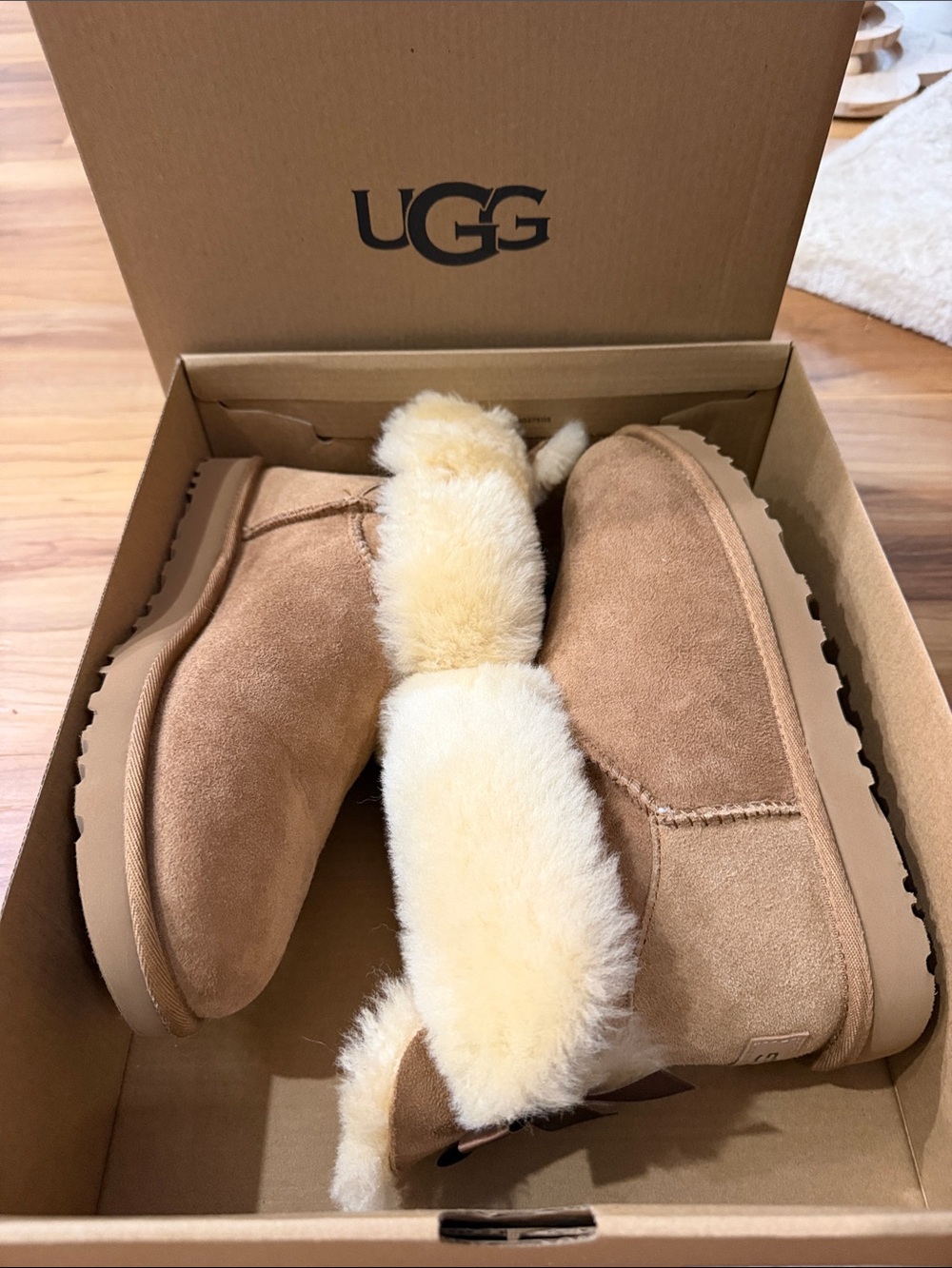 UGG Chestnut Suede Shearling Cuff Short Boot